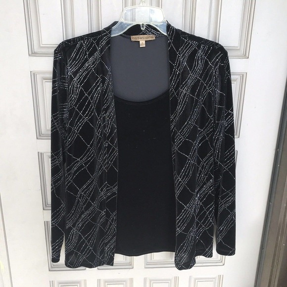 Notations Jacket/Tank All In One Velvet Sparkles SzM Long Sleeves Pre-Owned Mint - Picture 1 of 8